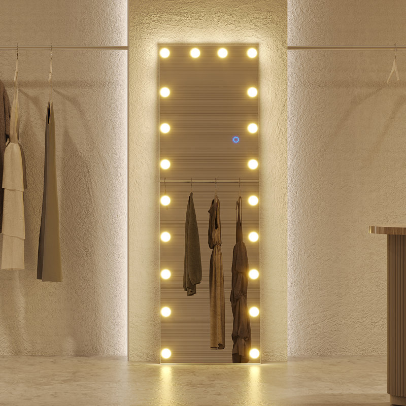 Parmjeet Metal Rectangle LED Floor Mirror, White