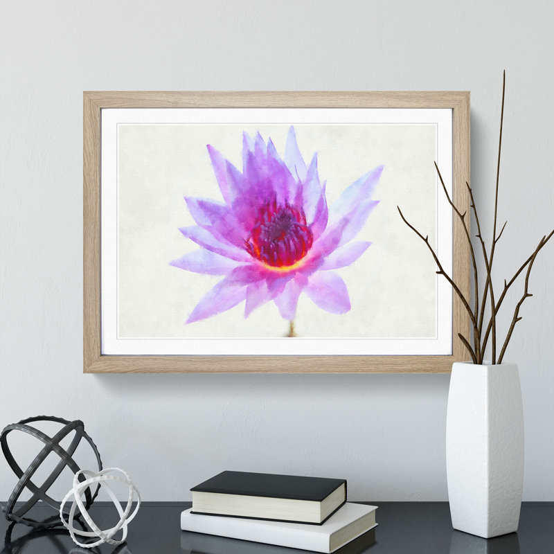 Water Lily - Picture Frame Painting Print, Oak Framed, 33cm H x 45cm W x 2cm D