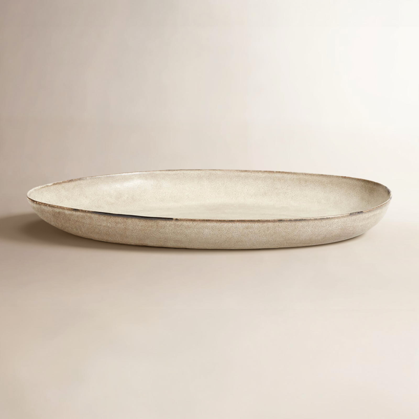 Ceramic Decorative Tray, 1.7" H x 17" W x 9.8" D, Oyster