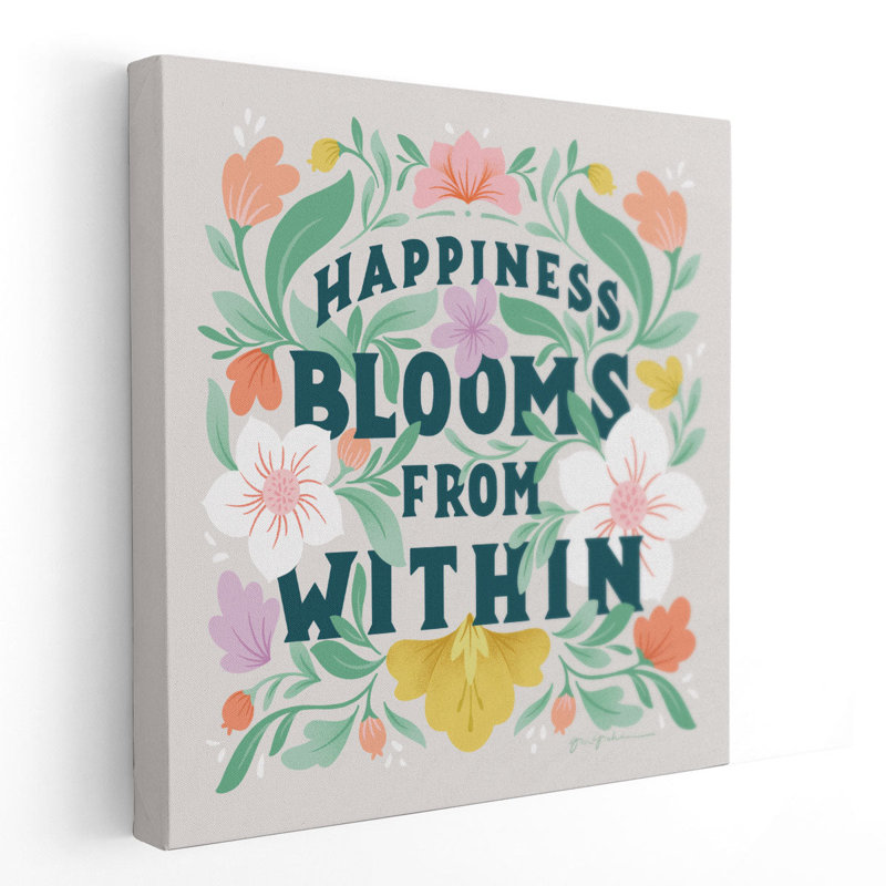 «Happiness Blooms II», reproduction d'art sur toile, H 12 po x l 12 po
