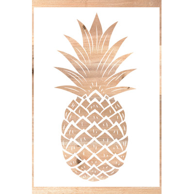 Gold Wood Pineapple - Wrapped Canvas Print