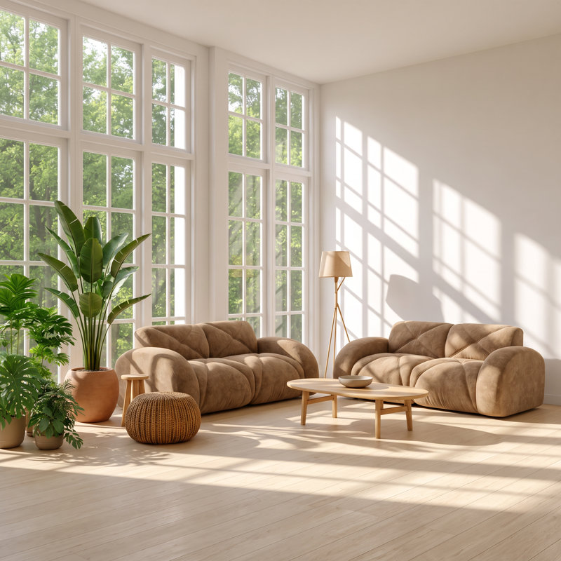 UI Furniture 80.3" W x 37.4" D x 29.9" H 4-Seat Velvet Modular Sofa Set