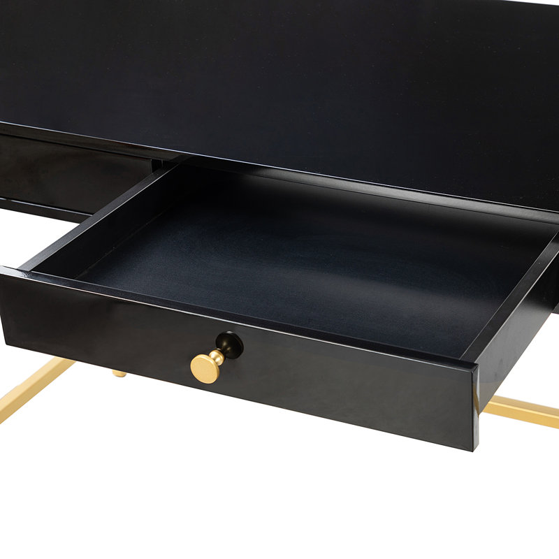 Ensemble de bureau et chaise Glorieta, Noir / or