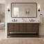 Meuble-lavabo double autoportant à chevrons 72 po avec plateau en pierre reconstituée Chazden-307877969