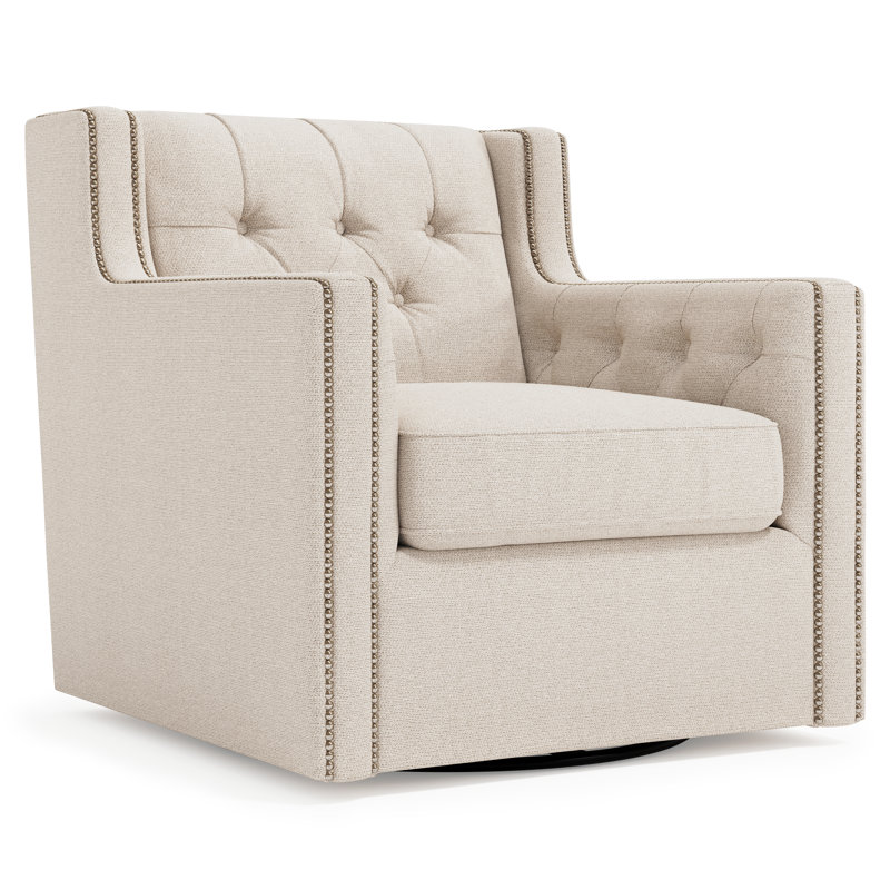 Candace Swivel Tufted Wingback Chair, Beige
