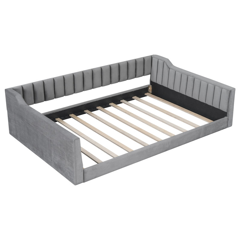 Upholstery Daybed and Side Storage Pocket, Full XL, Gray