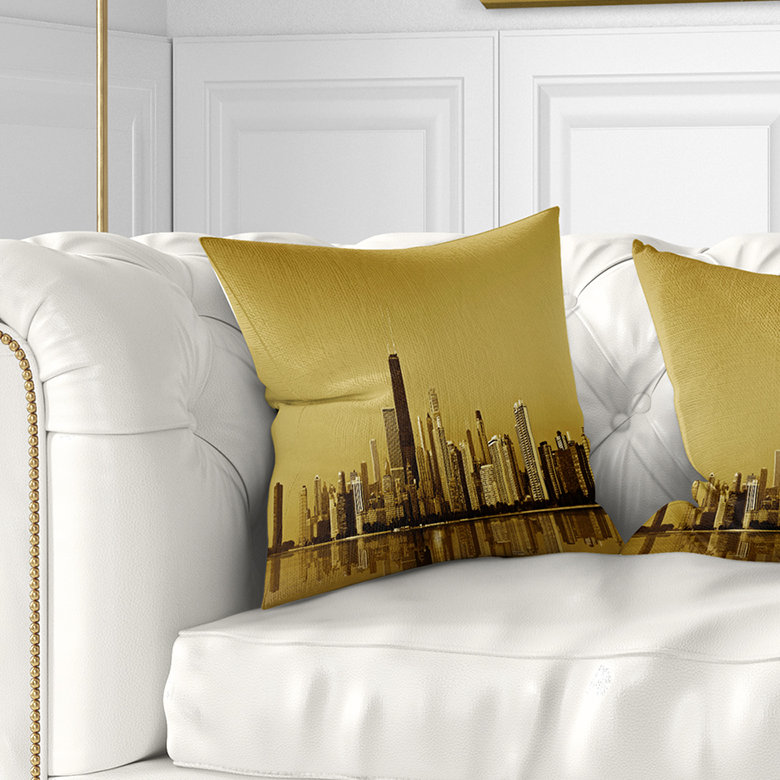 Coussin de skyscrapers chicago coast avec coussin lombaire cityscape, Carré 18 po x 18 po