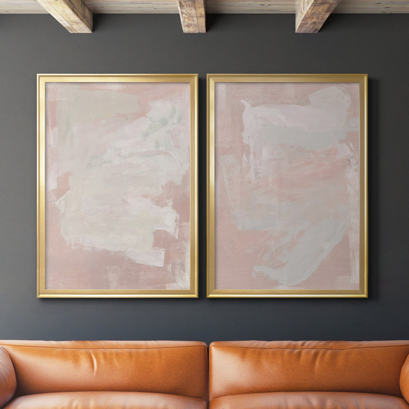 Toile encadrée de qualité supérieure «Hazy Summer I» - prête à être accrochée, Or, H 24,5 po x l 37 po x P 1,25 po