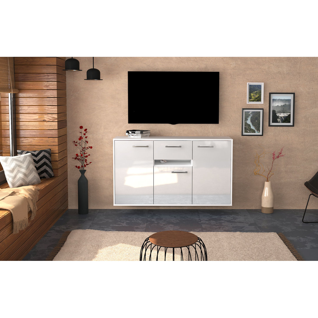 Sideboard Hampton, Farbe: Walnuss/Weiss, Fliegend/Metallgriffe, Größe: 136x79x35cm