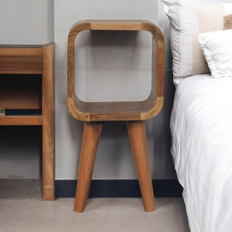 Gelsomina 20cm W Solid Wood Bedside Table, Brown