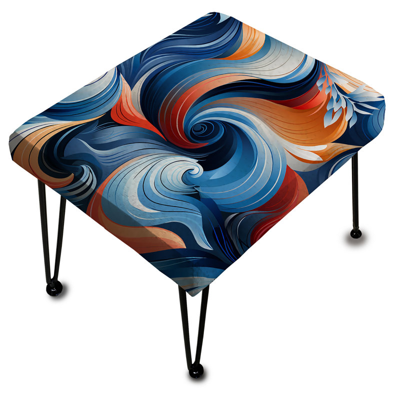 Repose-pieds géométrique bleu et orange