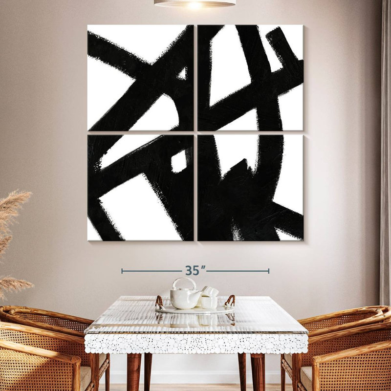 Black Ink Streaks II, 50" H x 50" W