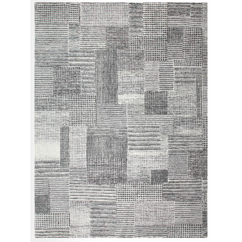 Tapis rectangulaire gris / noir / ivoire Zahi, Rectangle 12 pi x 15 pi