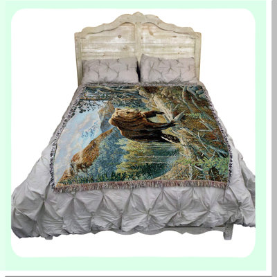 Wildlife Lodge Grizzly Bear Cotton Tapestry Throw - 72x54