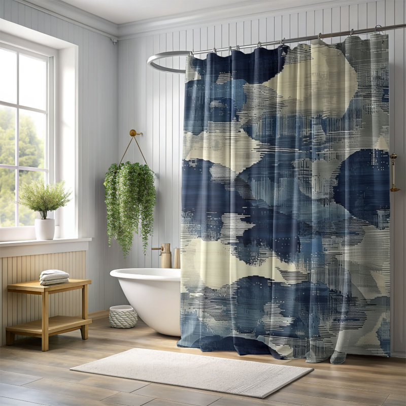 Rideau de douche Blue Hues - Premium, H 74 po x l 71 po