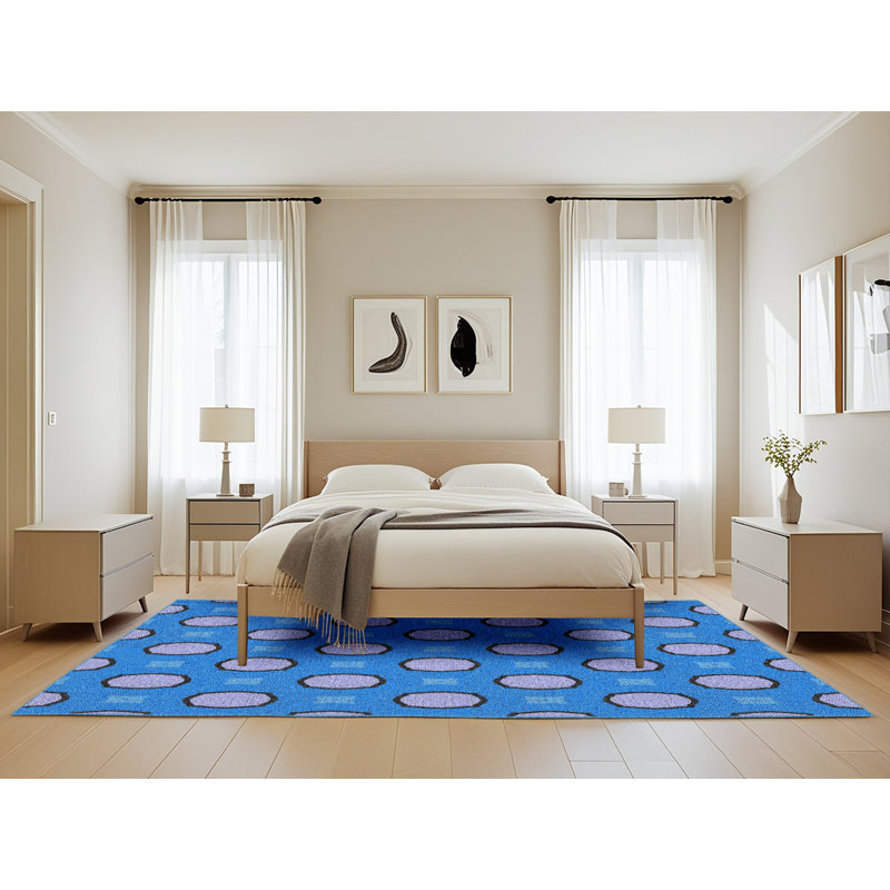 Tapis bleu / violet Power Loom, Rectangle 5 pi x 8 pi