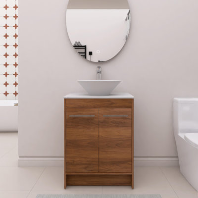 Meuble-lavabo simple 23,64 po avec plateau en céramique Matazzoni
