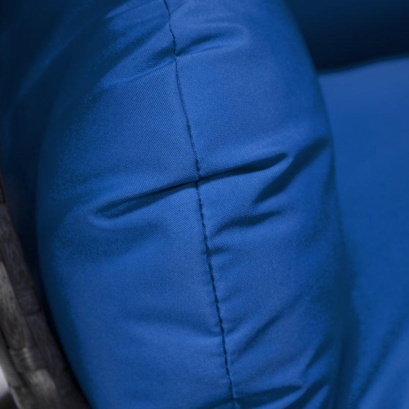 Balancelle d'extérieur pour 1 personne avec support Brookstonval, support pour œuf suspendu en osier tissé à la main, structure en fer résistant aux rayons UV, méridienne de patio rembourrée pour porche, jardin, balcon et cour arrière