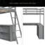 Lit mezzanine double avec échelle, tablettes et bureau