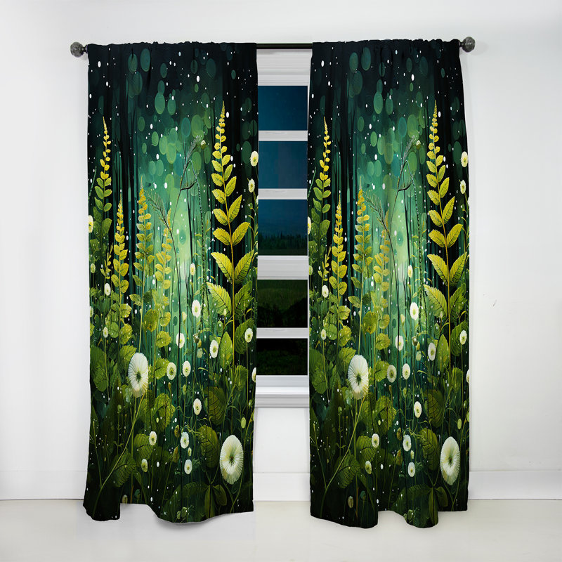 Rideau à motif floral obscurcissant de couleur unie - 1 panneau, L 52 po x L 63 po