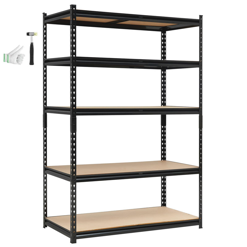 Étagère de garage robuste à 5 niveaux, tablettes de rangement réglables de L 48 x l 24 x P 72 po, charge 2000 lb, étagères de rangement de garage réglables, étagère de rangement utilitaire en métal