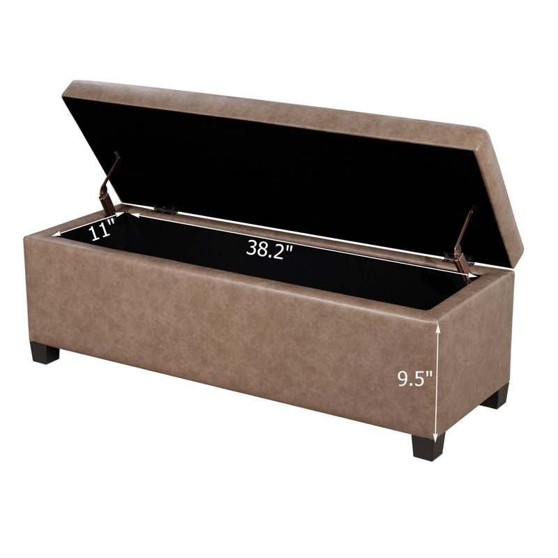 Banc de rangement avec repose-pieds 42 po, Brun