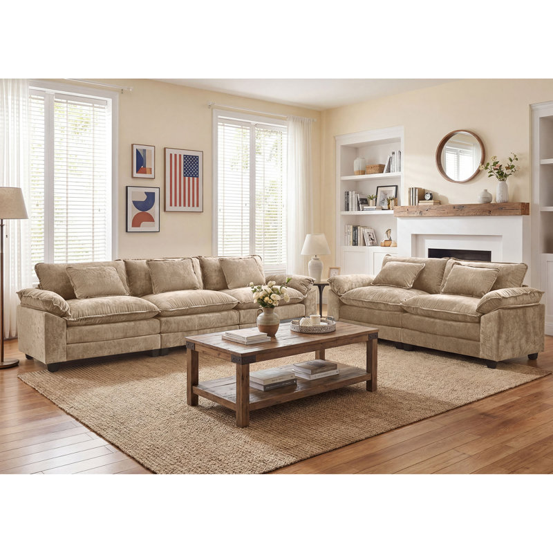 Ensemble de canapé modulaire 2 pièces, canapé-lit à assise profonde avec canapé surdimensionné de 120 po et causeuse de 86 po