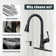 Pull-Down Kitchen Faucet With Easy Retractable Spray Head, Single Handle, High Arc Single Hole Pull-Out Kitchen Sink Faucet With Soap Dispenser.
