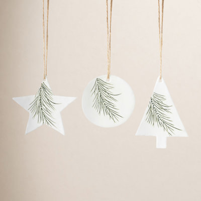 3 Piece Pine Icon Holiday Shaped Ornament Set