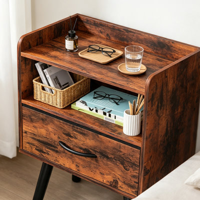 Modern Simple Home Nightstand, Multi‑Functional Storage Bedside End Table for Bedroom and Living Room
