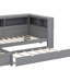 Lit plateforme simple en L en bois avec lit gigogne et tiroir-811059576