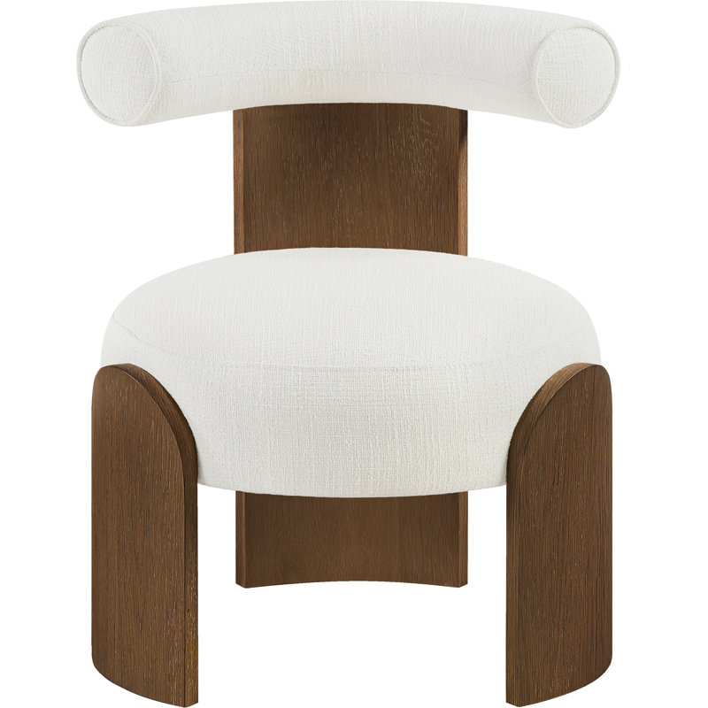 Fauteuil d'appoint Calder, Tissu crème texturé en lin, Brun