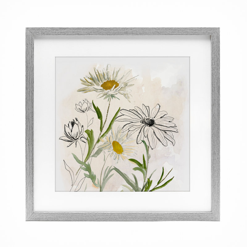 Reproduction encadrée sous verre Pure Simplicity Flowers, conception de Jacob Q, H 16 po x l 16 po, Cadre de ferme gris