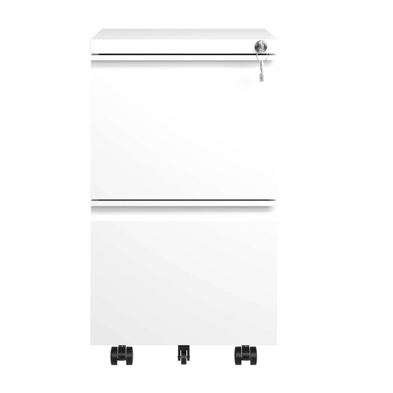 Palvinder Antique White Metal File Storage Cabinet - 2 Drawers Lockable Fits Legal/Letter/A4 Office Solution Drawer Lock Included Modern Style