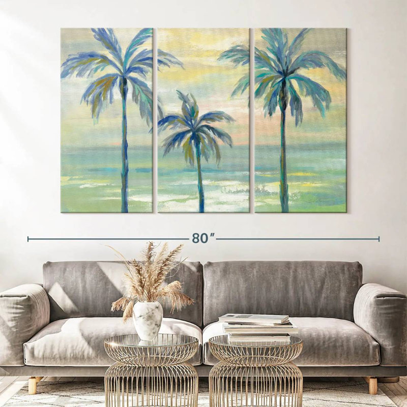 «Marine Layer Palms», reproduction d'art sur toile, H 42 po x l 65 po x P 1,25 po