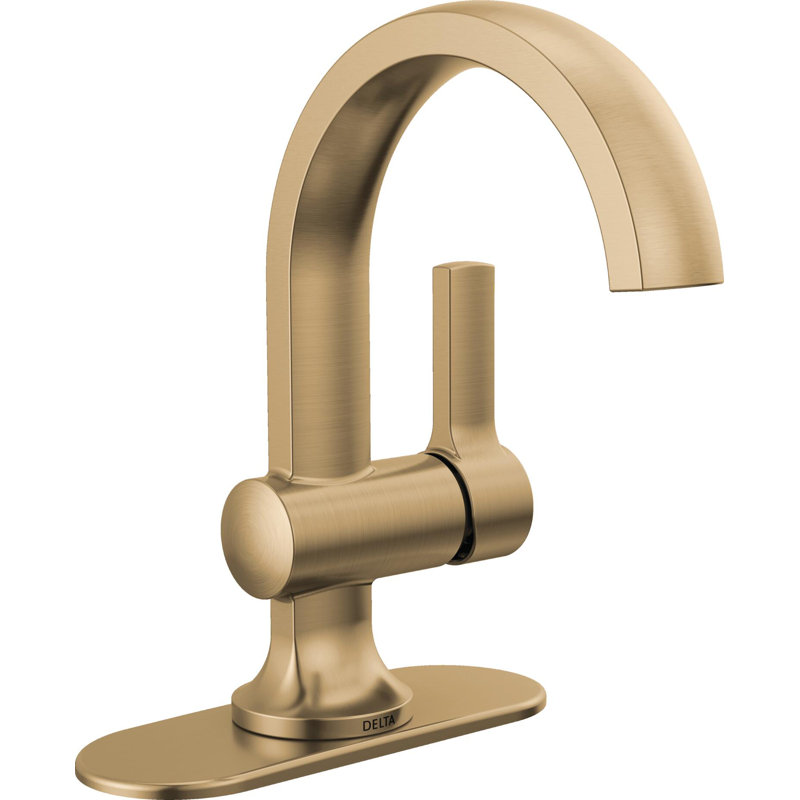 Albion Single Hole Bathroom Faucet with Drain Assembly, Single Handle Bathroom Sink, Champagne Bronze