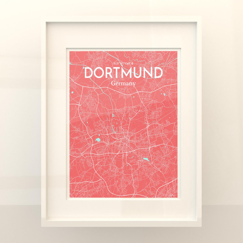 Dortmund City Map In Maritime - No Frame Print, 20cm H x 16cm W x 0.05cm D
