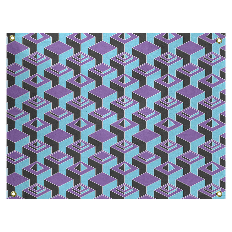 Jordao Polyester Tapestry, 50" H x 59" W, Purple/Teal