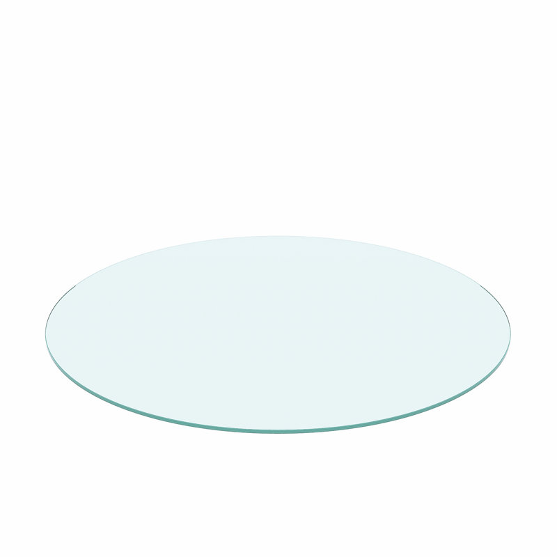 36" Inch Round Clear Tempered Glass Table Aspect, 1/4" Thick, Smooth, Wear-, Heat-, , Impact- Facet, Clear,