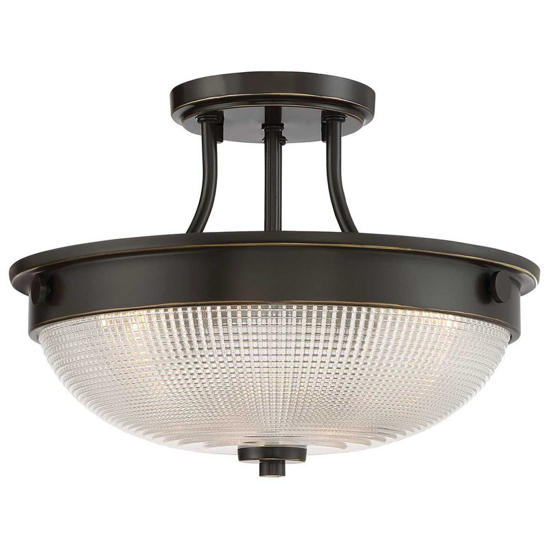 Baderbräu Glass Semi Flush Mount, Palladian Bronze