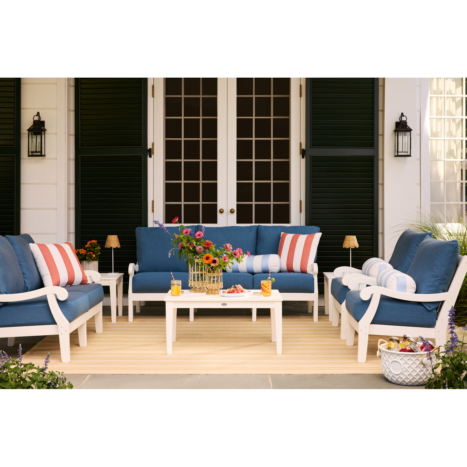 POLYWOOD® Verlyn 49" Patio Loveseat, Ash Charcoal Cushion/Sand Frame