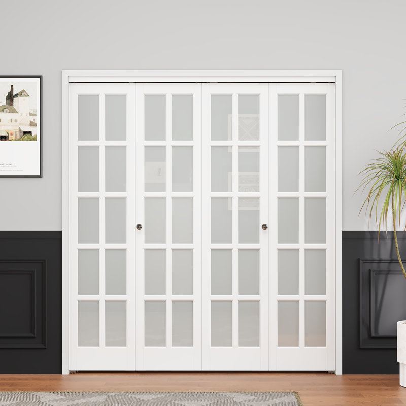 Porte pliante double en verre givré à la française, 48 po x 80 po 