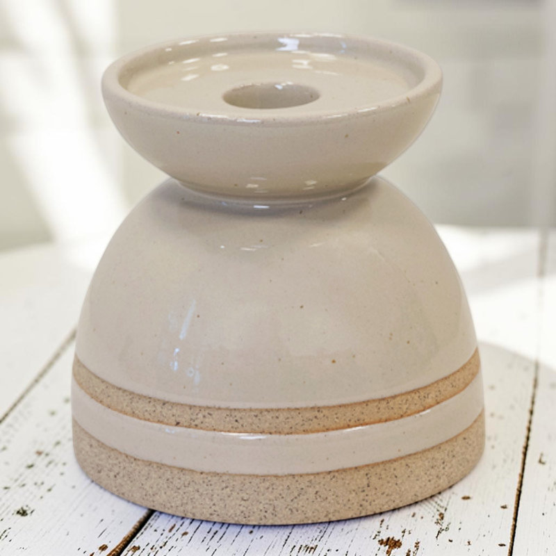 Taupe Glazed Candle Holder