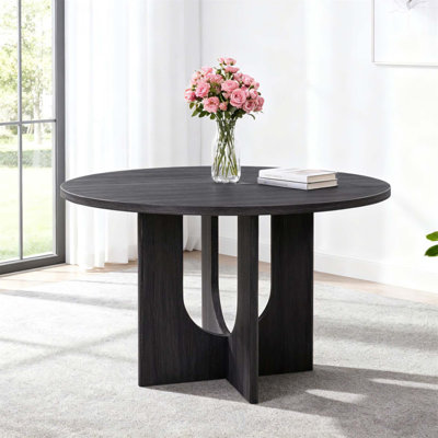 Table de salle à manger ronde moderne pour 4 personnes, ferme 47,3 pouces avec surface imperméable lisse et base stable (table seulement)