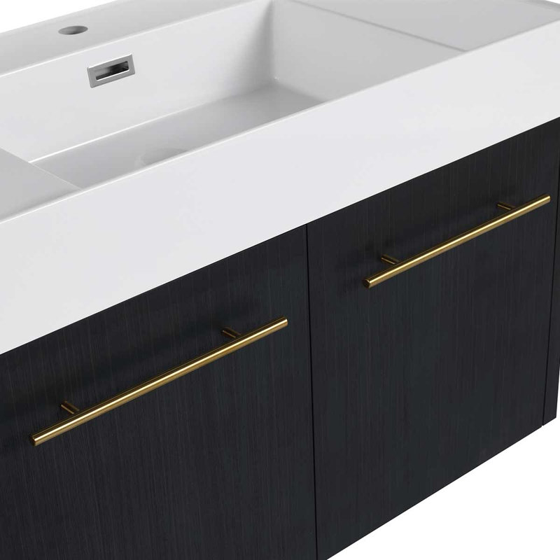 Meuble-lavabo mural moderne avec meuble-lavabo en résine à rebords épais