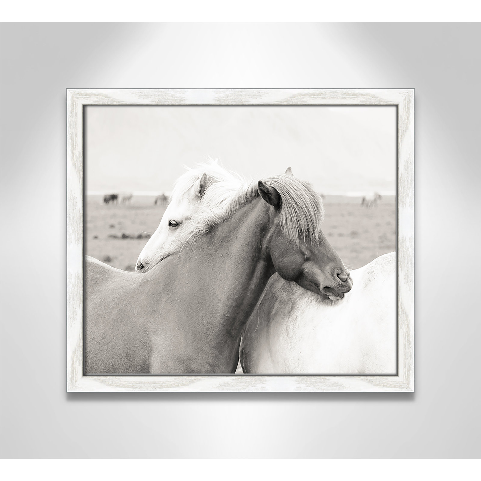 Melanie "Icelandic Meadow Horses" Print, 13" H x 15" W x 0.75" D, White Wood Grain Framed