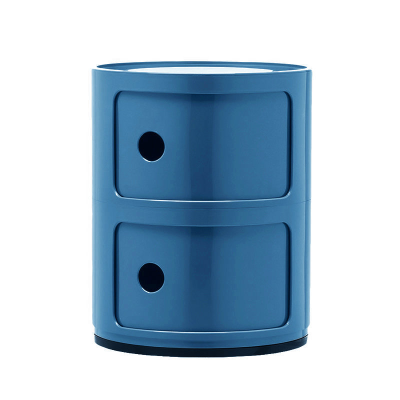 2-Shelf Round Side Table with Storage, Blue