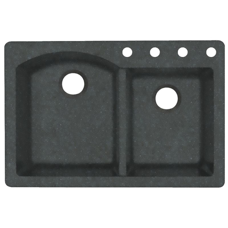 Évier de cuisine à double cuve l 33 po x l 22 po, 4 trous, Noir