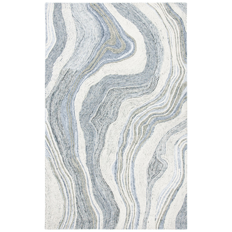 Tapis abstrait en laine touffeté à la main Kring New Zealand, Rectangle de 5 pi x 8 pi