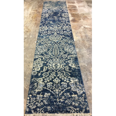 Tapis de couloir bleu azur Oushak 2 pi 6 po x 11 pi 7 po